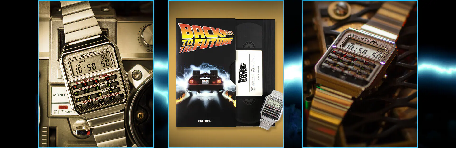 tres fotos con el CA53, una al lado del mando de radiocontrol, otra al lado de una cinta VHS de Regreso al futuro, y otra encima de alguna parte del coche, creo