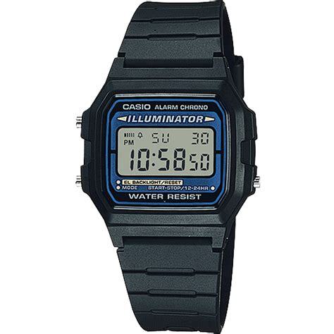 Reloj Casio F105, caja y correa de resina negra, muy parecido al Casio F91